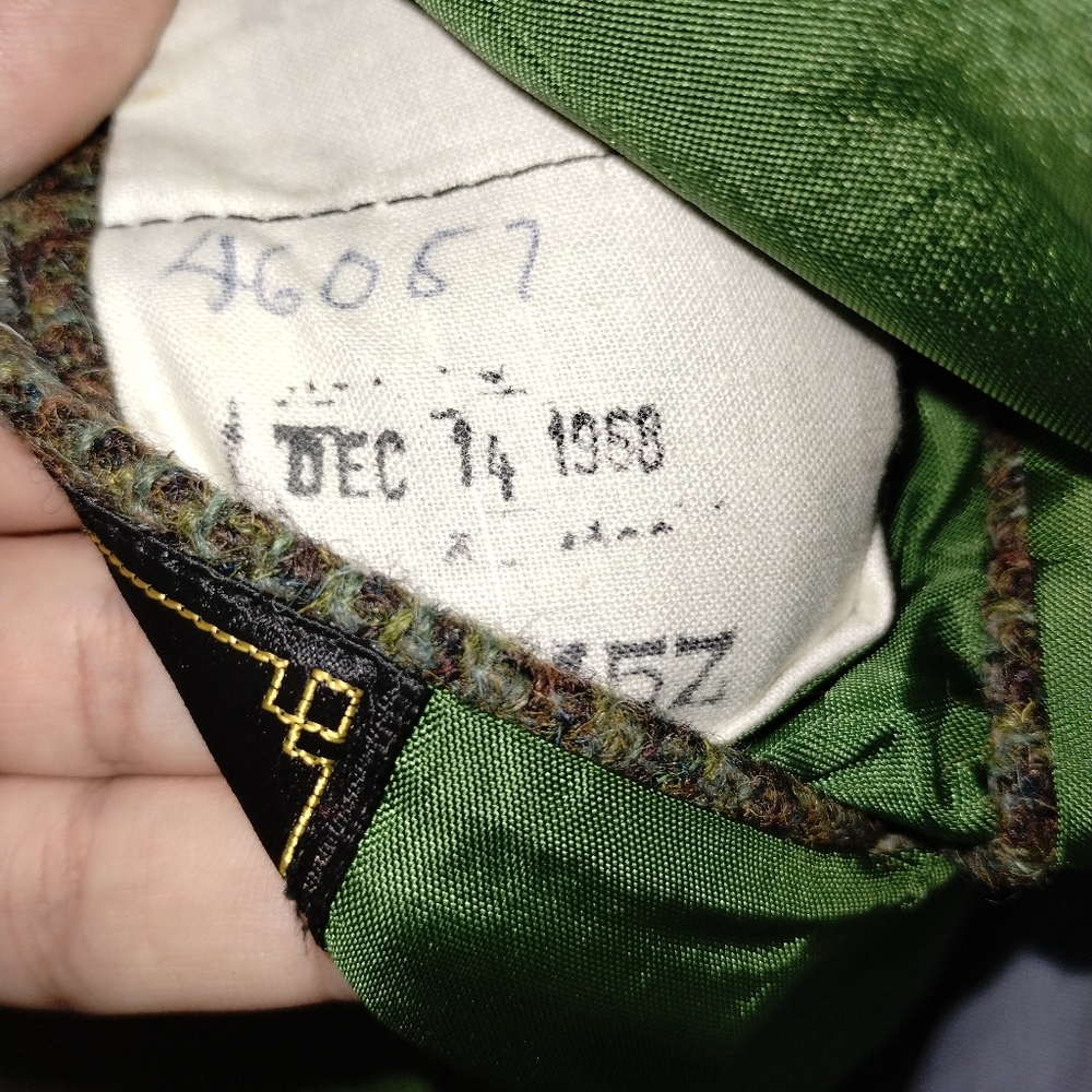 Vintage 1960s Harris Tweed Mens Sport Coat Green Plaid Tweed Jacket Size 42R - Picture 7 of 7